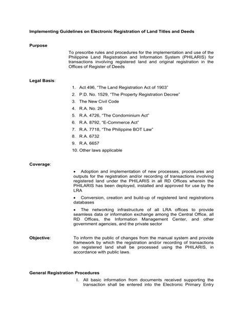 Implementing Guidelines on Electronic Registration of .